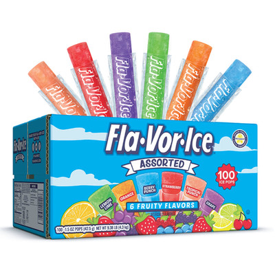 Fla-Vor-Ice Assorted Gluten-Free Freezer Fruit ice Pops, 1.5 Oz, 100 Count...