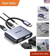 5 in 1 USB C Hub, Type c to VGA HDMI MultiPort Adapter, 4K HDMI, VGA, 100W PD...
