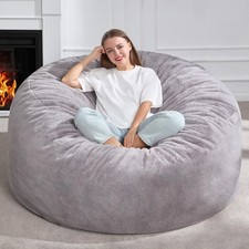 5ft Bean Bag Chairs for Adults Large Beanbag Chair with Plush Faux Fur Cover ...