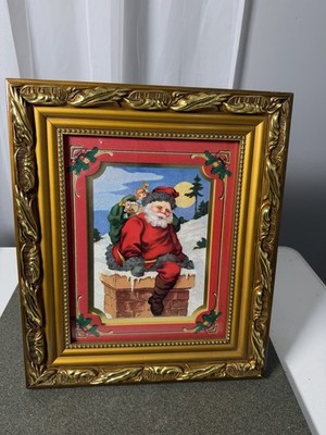 Merck Old World Christmas Framed Santa Coming Down The Chimney Picture 2004.