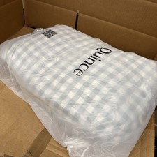 Quince European Linen Gingham Sheet set Blue Fog King