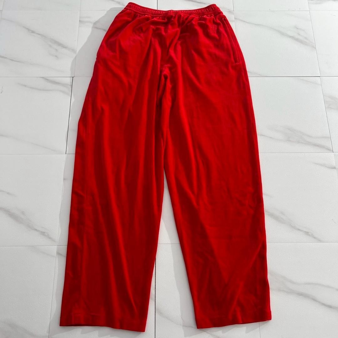 USED EXCELLENT CONDITION BALENCIAGA WIDE-FIT SOFT VELVET TRACKSUIT PANTS, RED. image 3