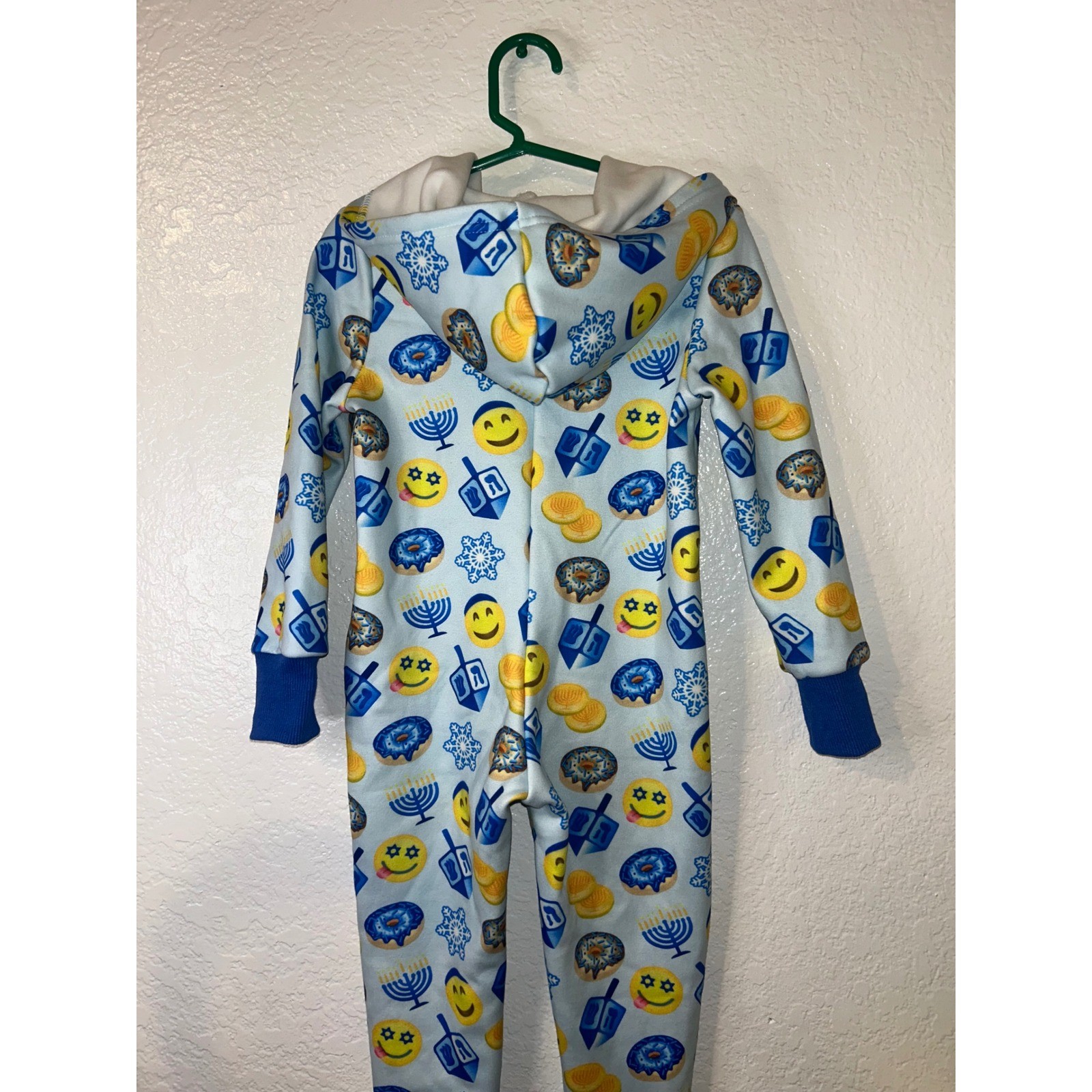 Lola + The Boys Hanukkah Emoji Hooded Zip Up Coverall Blue Kids Size 2 image 4