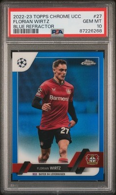 Florian Wirtz 2022-23 Topps Chrome UEFA Club Comp Blue Refractor PSA 10 #/150