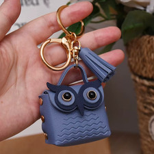 Cute Owl Coin Purse Keychain Mini PU Leather Wallet Bag Pendant