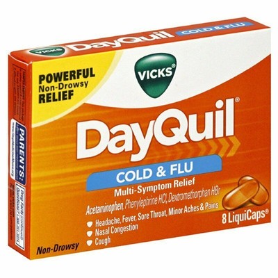 Vicks DayQuil Cold and Flu Multi-Symptom Relief Acetaminophen LiquiCaps 8 Count