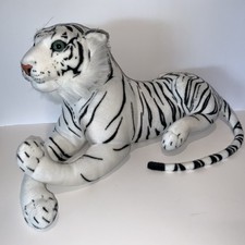 Large White Siberian Tiger Realistic Plush Stuffed Animal 22  Excellent Cond