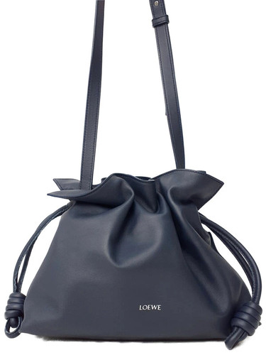 LOEWE Flamenco Knot 30 Leather Navy Shoulder Bag