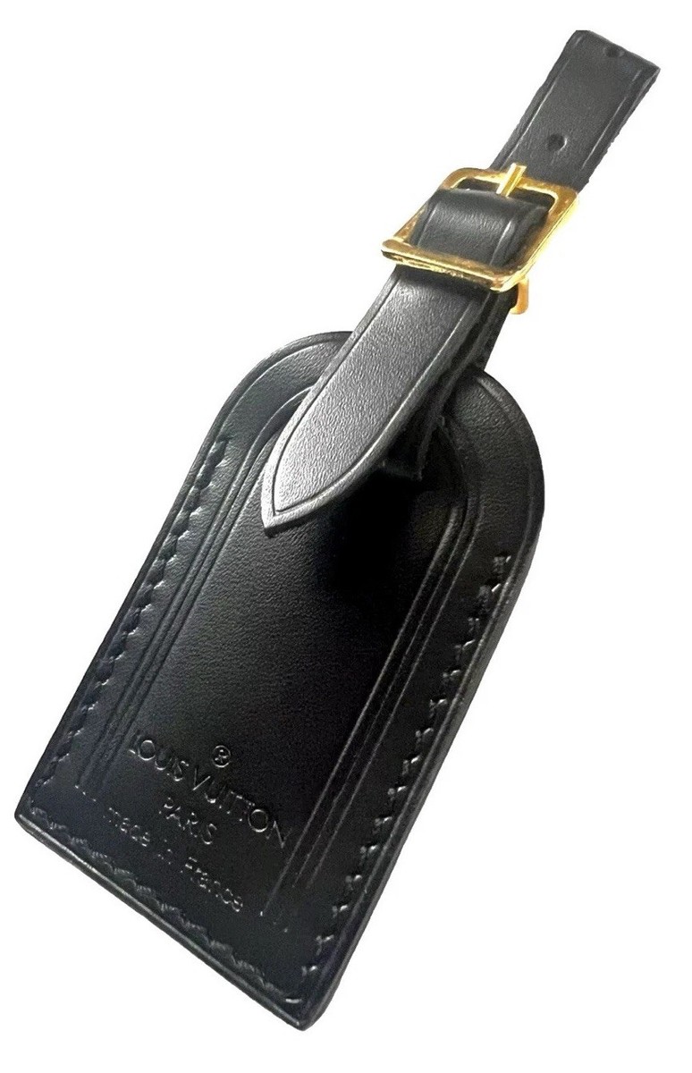 Louis Vuitton Black Luggage Tag Golden Buckle Small France