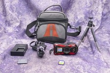 PENTAX Water Proof Digital Camera PENTAX WG-10 Red W/ Bag, Charger, 2GB SD Card