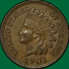1901 Indian Head Cent Almost Uncirculated AU Coin #33974