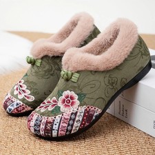 Winter Cozy Fleece Slippers Soft Warm Shoes Womes Casual Embroidered Flat Shoes