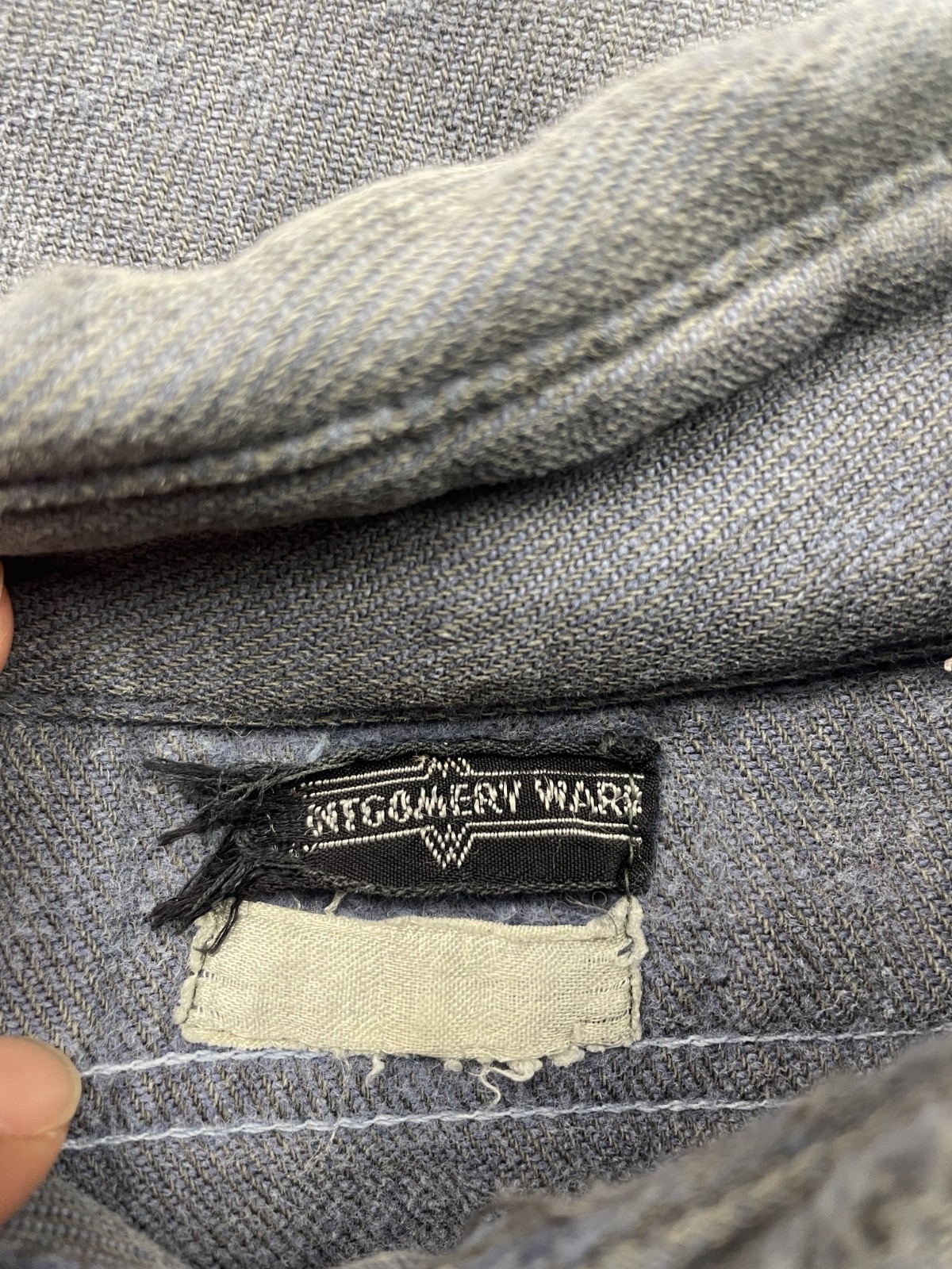 Vintage 30s Montgomery Ward Flannel Shirt XL Blue Sanforized Distressed Faded image 3