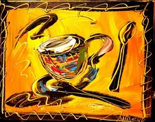 COFFEE CONTEMPORARY    MODERN ORIGINAL PAINTINGS SIGNED   4fewf3