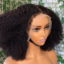 Soft 180 Density 26" Black Kinky Curly Preplucked Wig Natural Hairline