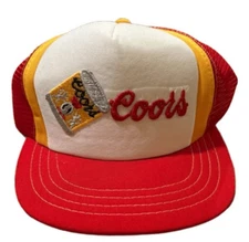 Vintage Retro 1980s Coors Beer Snapback Trucker Hat Mesh Multicolor Dead Stock