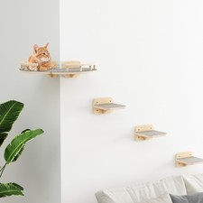 Modern Cat Wall Furniture - Cat Climbing Shelves with 3 Steps, Hammock Perc...
