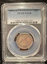 1875-S Seated Liberty 20 Cent Piece PCGS VG10 Twenty Cent Silver Coin