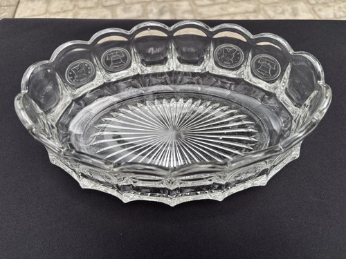 Fostoria Clear Glass Coin Dot 9 Inch Oval Bowl Very Good Used Condition - Picture 2 of 12