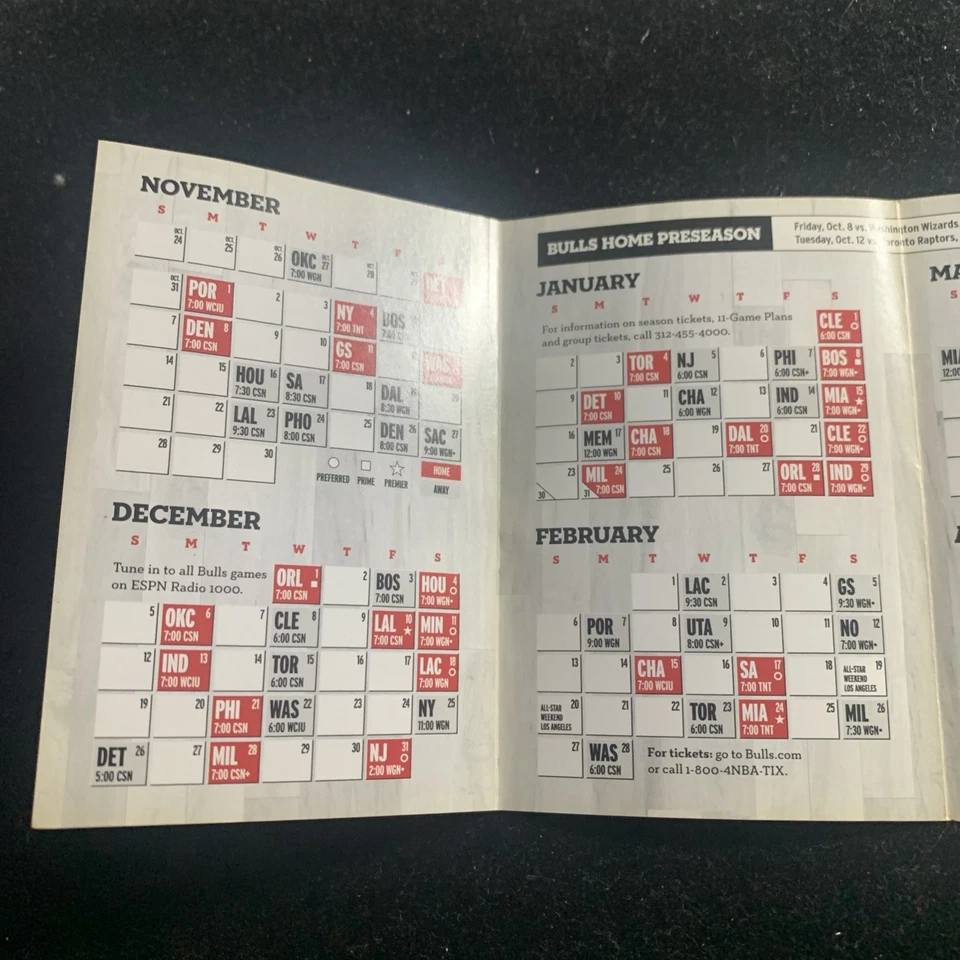 2010-2011 Chicago Bulls Pocket Schedule Lot of (19) - Derrick Rose On Front MVP - Image 3 of 4