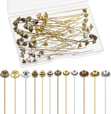 60 Pieces Head Pins for Jewelry Making Flower Beads Ball Pins 2.1 Inch with Clea