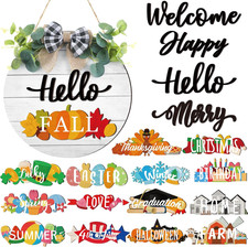 20 Pcs Interchangeable Welcome Sign for Front Door with 4 Sign and 14 Changeable