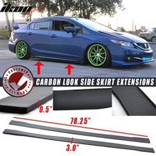 78"x3" Universal Side Skirt Extension Flat Bottom Line Lip Rocker Panel Set