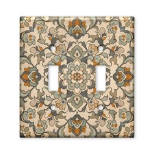 Tan Terracotta Teal Floral Tile Light Switch Plate Cover Decorative Toggle