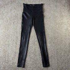 SPANX Faux Leather Leggings Black Size S High Rise Slim Fit Pull On