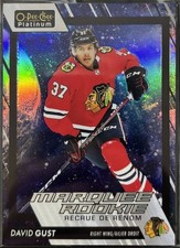 2023-24 UD O-Pee-Chee Platinum David Gust 212 Marquee Rookie Cosmic 37/65 RC