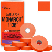 Fluorescent Red Pricing Labels for Monarch 1136 Price Gun - 8 Rolls, 14,000 Pric