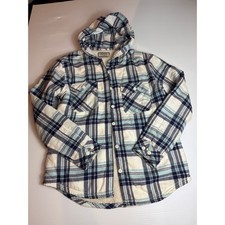 Boston Traders Womens Flannel Shirt Jacket Plaid Hooded Sherpa Lined S Small