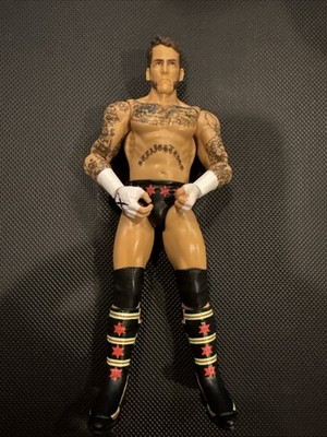 WWE Mattel CM Punk Basic Wrestling Action Figure Black Red Trunks Straight Edge