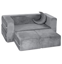 Milliard Kids Couch Modular Sofa Bed for Children Grey velvet