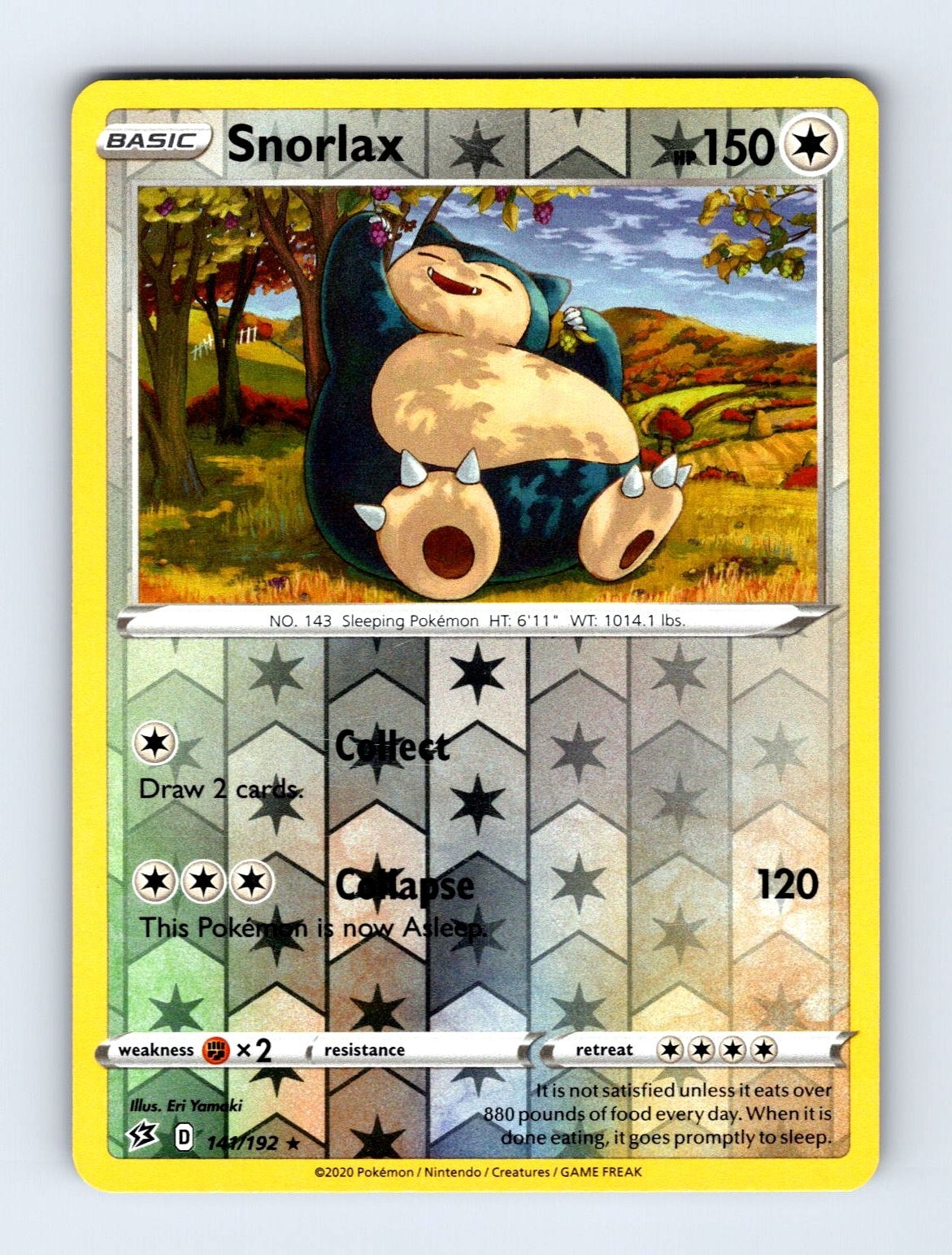 Snorlax 141/192 Reverse Holo Rare Rebel Clash Pokemon LP/NM