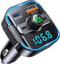 Adaptador Bluetooth 5.3 Carro PD 36W QC3.0 Carga Rapida Radio Manos Libres Negro