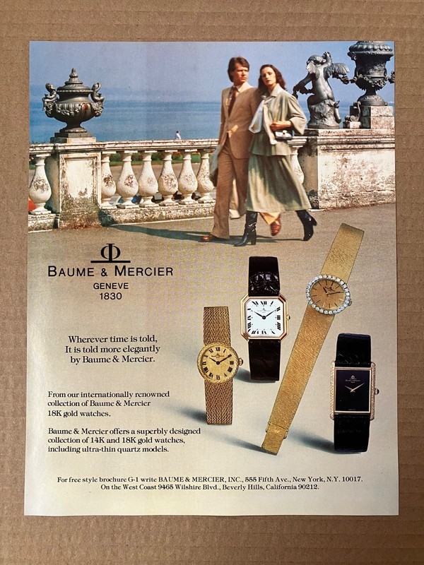 1979 Baume & Mercier Watches "Wherever time is told..." Print Ad, 8.25"x10.5"
