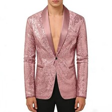 Glitter Sequin Blazer Men Nightclub Performance Jacket Banquet Dress Blazer Prom