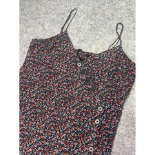 Madewell Floral Print Button Front Cami Dress Black Red Size 10