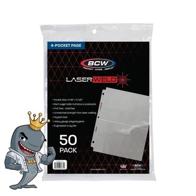 BCW LaserWeld 4-Pocket Postcard/MTG Pages 50ct Pack FREE SHIP