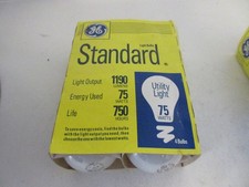 Vintage GE 75W Standard Light Bulbs 4 Pack New Old Stock