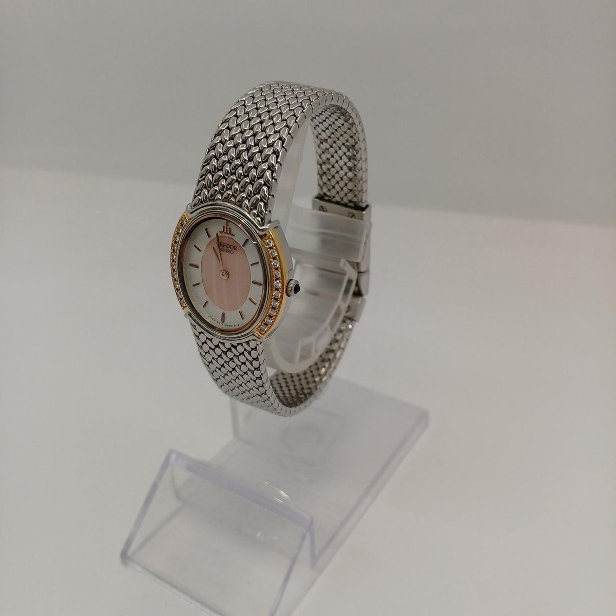 【美品】SEIKO CREDOR 5A70-0BP0 SEIKO CREDOR SIGNO 5A70-0BP0 diamond Blue shell Dial Quartz