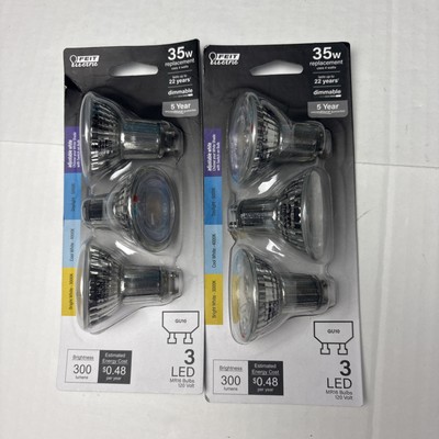 Feit Electric MR16 LED Reflector Light Bulb 35W Dimmable GU10 Base Lot of 2