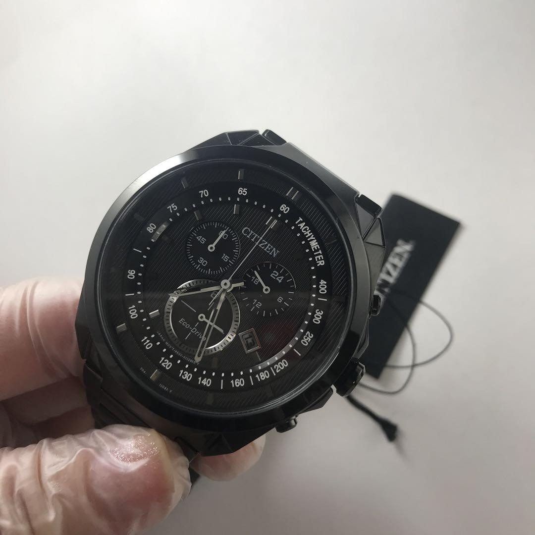 Citizen Eco-Drive AT2155-58E Date St.Steel Black Round Solar Mens 