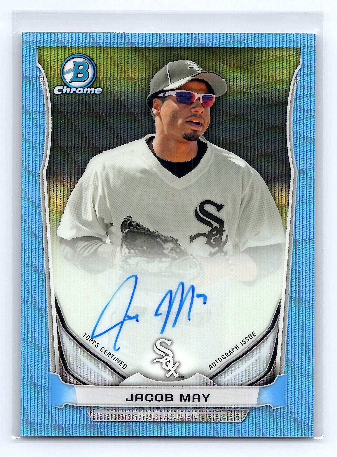 Jacob May 2014 Bowman Chrome #BCAP-JM Prospect Auto Blue Wave #/50