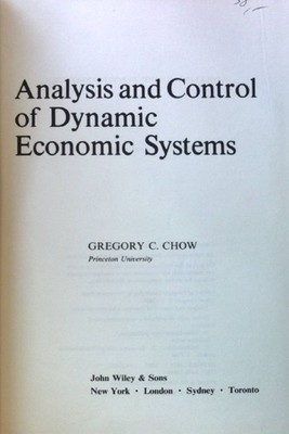 Analysis and Control of Dynamic Economic Systems; Probability & Mathematical Sta