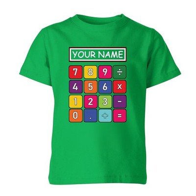 Personalisierter Zahl Tag Taschenrechner Unisex Kinder T-Shirt Mathe Tag Symbole Schule