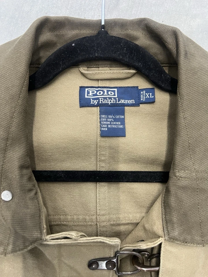 Chaqueta Polo Vintage Años 90 Por Ralph Lauren Bombero Lona Oliva Talla XL Foto 4 de 4