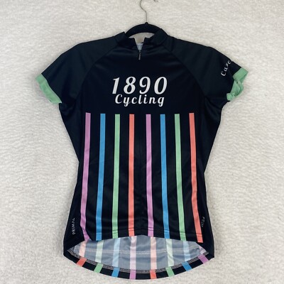 Primal Womens Small Cycling Jersey 1890 Wyoming Casper Colorful Stripe Buffalo