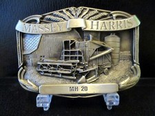 Massey Harris MH Logo 20 Combine Pewter Belt Buckle 1986 Limited Ed Collectible